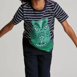 NWT Joules Boys Size 9 Zipadee Navy Stripe Dino Appliqué T-Shirt